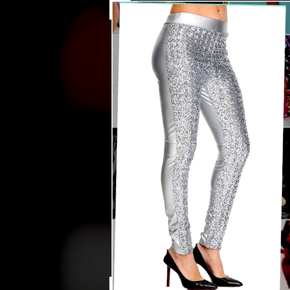 Silver sequin legging/jeggings
